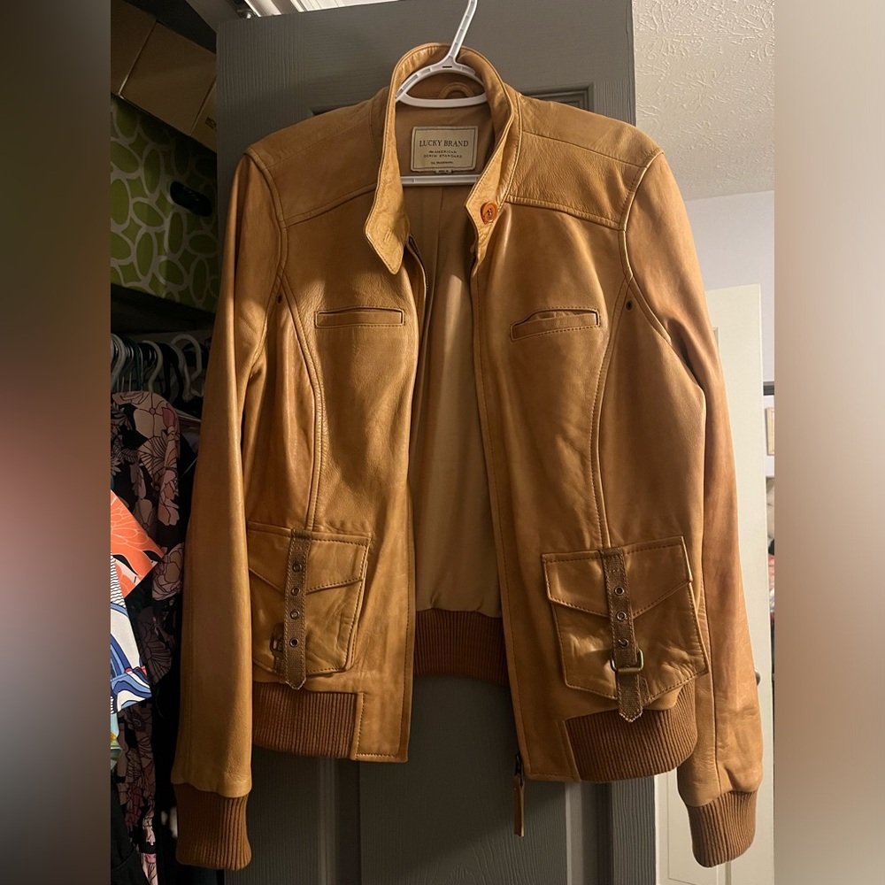 Lucky Brand tan leather jacket